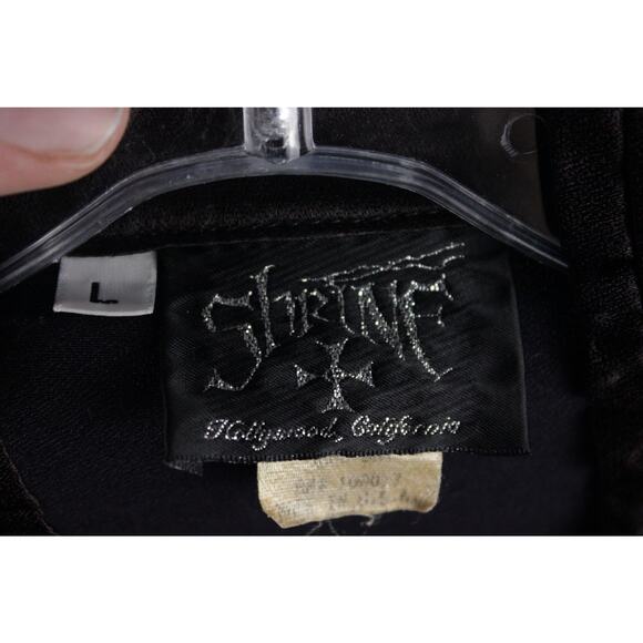 Shrine of Hollywood The Count Ruffle Shirt Men's L Black Pearl Snap Goth - Picture 7 of 10